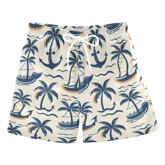 joogoo Boys Swim Trunks Retro Summer Palm Tree Beach Board Shorts Drawstring Swimsuit XL