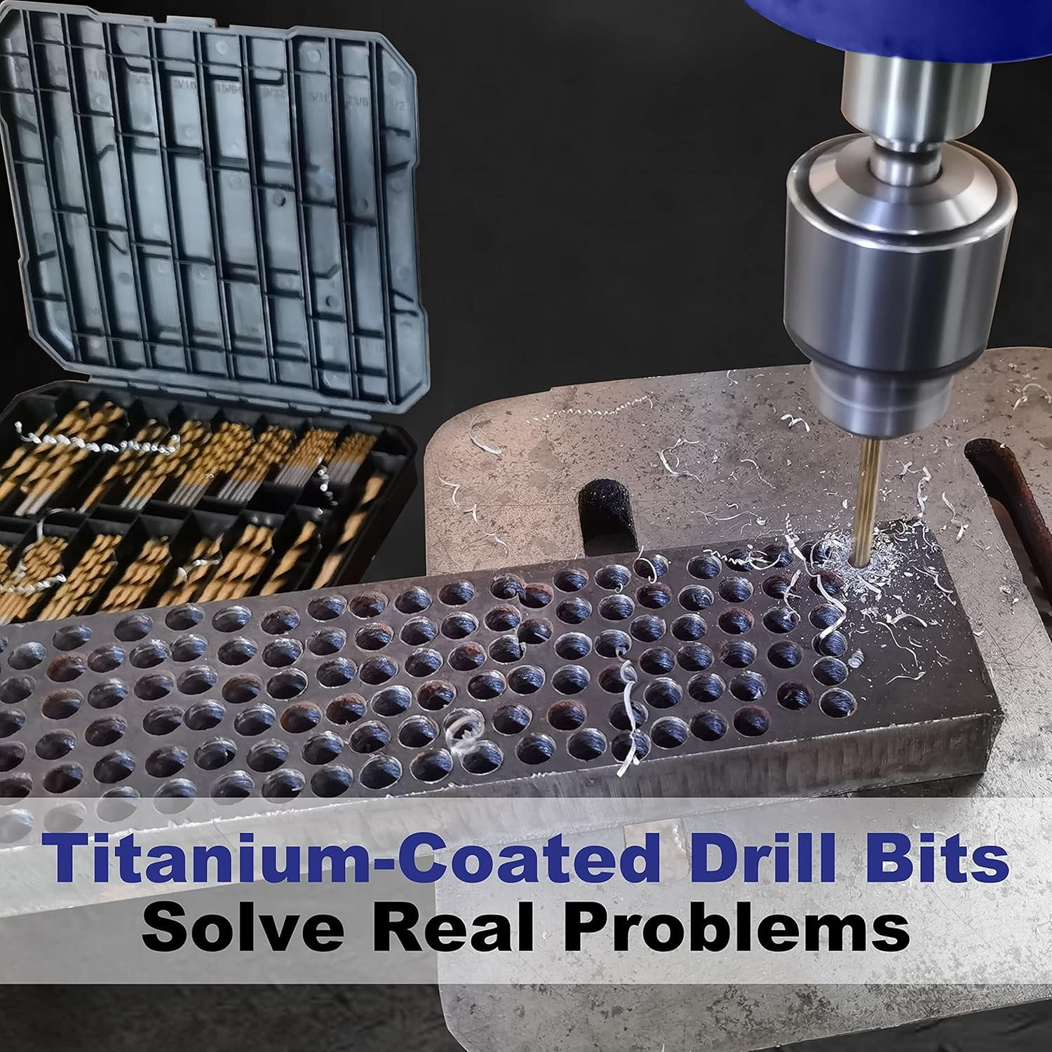 230 Pieces Titanium Twist Drill Bit Set, 135° Tip High Speed Steel, Size from 3/64" up to 1/2", Ideal Drilling in Wood/Cast Iron/Aluminum Alloy/Plastic/Fiberglass, with Hard Storage