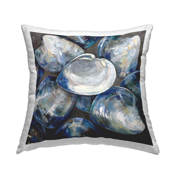 Stupell Industries Blue Clam Shells Beach Square Decorative Printed Throw Pillow, 18 x 18