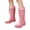 Pink, variant on Mid Calf Rain Boots for Women Fashion Pull-on Rain Boots with Drawstring Cuffs Wide Width Waterproof Non-Slip Platform Chunky Heel Outdoor Work Rain Shoes Lightweight Garden Boot