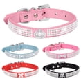 thumbnail image 2 of m-CP376-1 Collar de cuero sintético ajustable negro de 2 piezas con diamantes de imitación para perros y gatos pequeños, 2 of 5