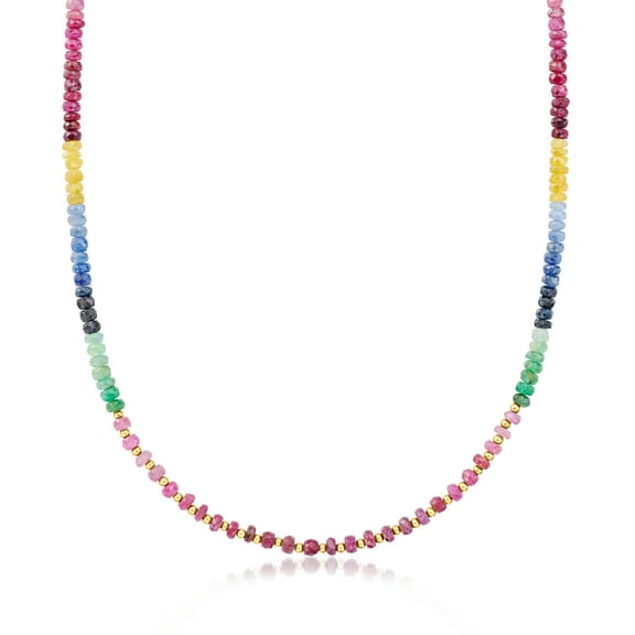 Ross-Simons 82.00 ct. t.w. Multi-Gemstone Bead Necklace in 10kt Yellow Gold, Women's, Adult