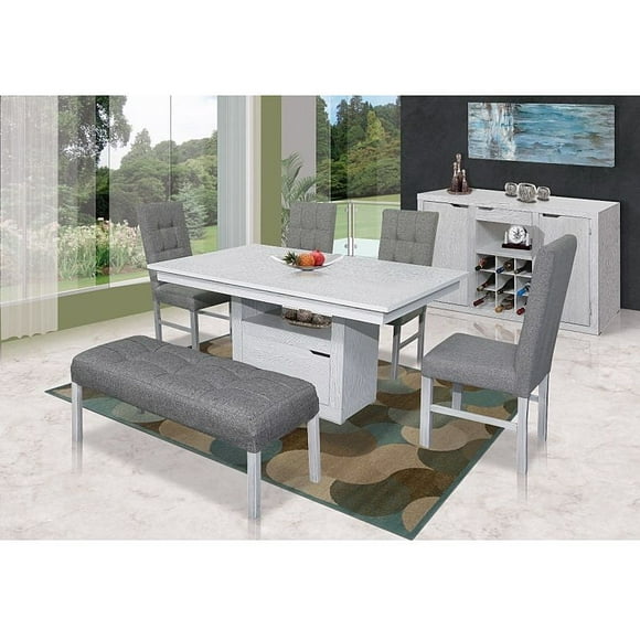 Antecomedor Kessa Muebles Belgica 4 Sillas 1 Banca Gris
