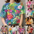 thumbnail image 3 of 3D Print O-Neck Flower T-Shirts Fashion Short Sleeves Tops Loose Women T-Shirt, 3 of 8