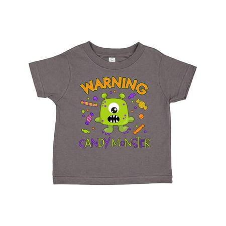 

Inktastic Warning Candy Monster with Candy and Cute Green Monster Gift Toddler Boy or Toddler Girl T-Shirt