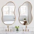 thumbnail image 6 of Fahomiss Modern 24" x 36" Irregular Wall Mirror, Cloud-Shaped Bathroom Mirror, Asymmetrical Vanity Mirror for Home Wall Decor, Mirror Suitable for Bedroom, Living Room, Entryway,Gold Metal Frame, 6 of 12