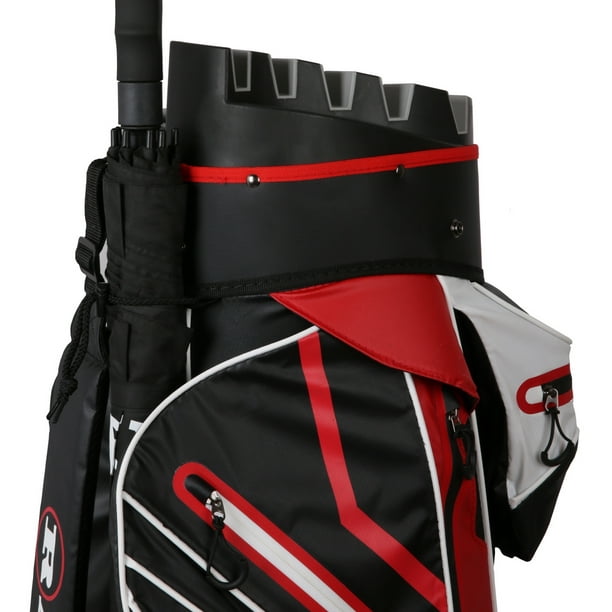 Ram Golf Premium Cart Bag with 14 Molded Organizer Top Black Red