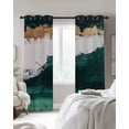 thumbnail image 3 of Abstract Gold Blackout Curtains for Bedroom Living Room, White Green Mottled Minimalist Cracks Texture 39 In Long Thermal Insulated Room Darkening Drapes Grommet Window Treatments, 27.5 x 39 In, 3 of 9