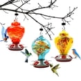 thumbnail image 6 of Hummingbird Feeder for Outdoors Glass Bird Feeders Easy to Clean&Filling Bird Feeder Best with Color Hand Blown Glass Leakproof 32 Ounces Hummingbird Feeders Hanging Hook&Ant Moat, 6 of 7