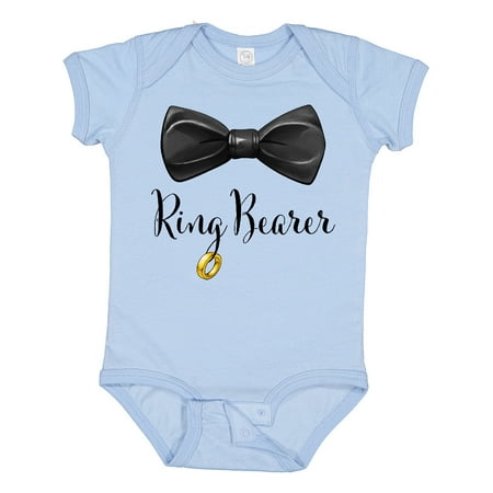 

Inktastic Ring Bearer- Black Bow Tie Gift Baby Boy Bodysuit