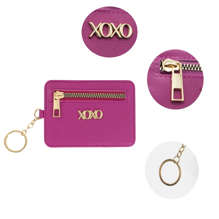 XOXO Women's Mini Magenta Saffiano Leather Key Card ID Coin