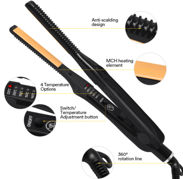 Mini Flat Iron for Short Hair Temperature Adjustable, Mini Travel Hair Straightener, Small