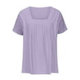 thumbnail image 4 of MIXUE Boho Tops For Women Summer Solid Color Square Collar Short Sleeve Casual Basic Pullover Shirts For Women Tshirts Streetwear,Purple,XXL, 4 of 6