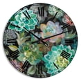 thumbnail image 2 of DesignArt Floral Succulents Large Wall Clock, 2 of 4