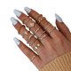 thumbnail image 1 of Juego de 17 anillos para mujer Anillos bohemios dorados para niñas Anillos con gemas de cristal Anillos con nudo para adolescentes Fiesta Joyas Fesvital para el día a día Regalo, 1 of 7
