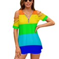 thumbnail image 1 of Pride New Fashion Zip Off Shoulder Top Short-Sleeve Women Shirt Pride Color Items, 1 of 5