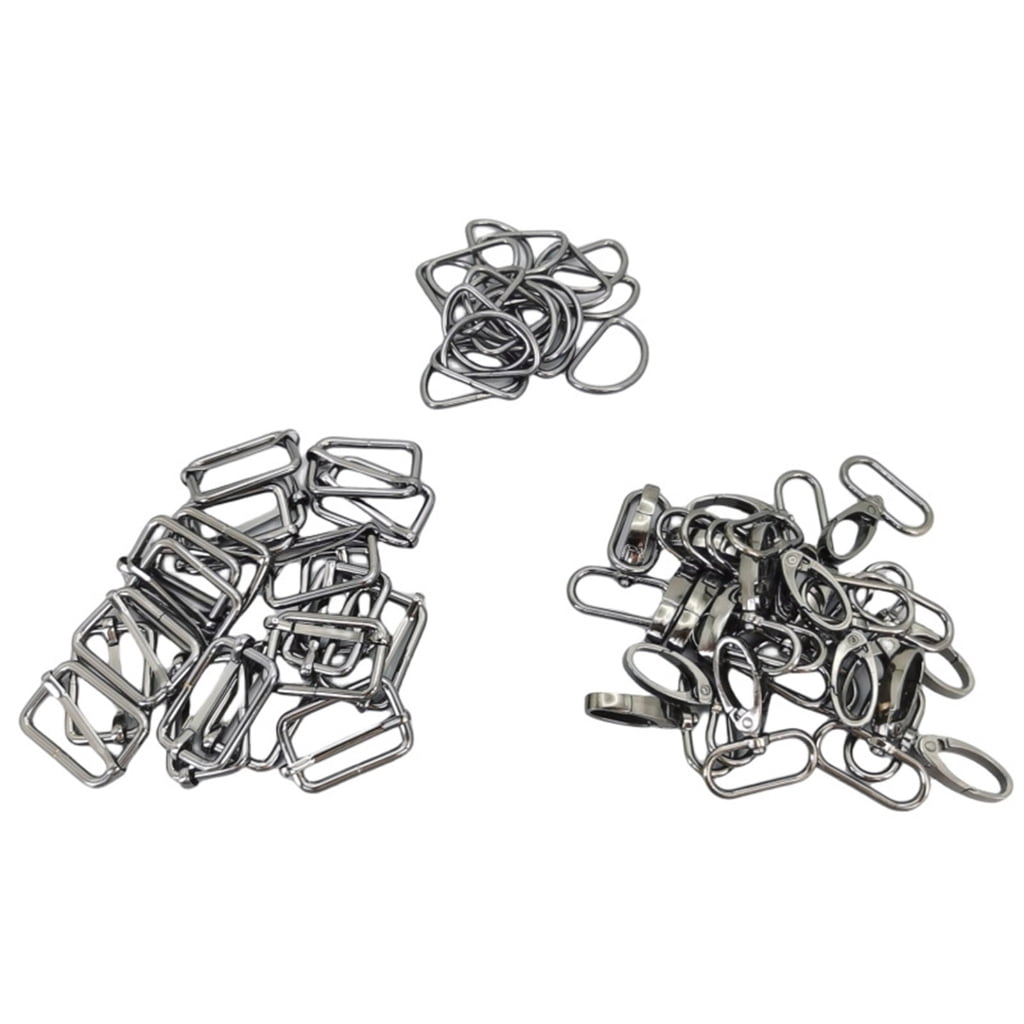 Oasiva 60 Pieces Swivel Snap Hooks, Metal D Rings, Triglide Slide Buckles for DIY Handicrafts Backpack Handbag Tote Purse