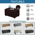 thumbnail image 5 of LKJYER Waterproof Ottoman Cover Rectangle, Stretch Ottoman Slipcovers Suede Footstool Protector Covers Elastic Soft Storage Ottoman Slipcover for Cats Dogs, 5 of 7