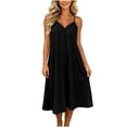 thumbnail image 3 of Tqcoqu Women's Spaghetti Strap V Neck Midi Dress with Side Pockets,2026 Loose Casual Summer Tank Dresses,Black Women's S-XXL, 3 of 7