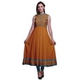 thumbnail image 1 of Bimba Robe Anarkali à Col Mandarin Imprimé Damassé Orange pour Femmes Kurta Ethnique Indienne XXX-Large, 1 of 6