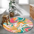 thumbnail image 3 of Round Rugs 3Ft, Colorful Moire Round Area Rug Washable Indoor Throw Carpet, Art Abstract Geometric Modern Small Non Slip Circle Rug for Bedroom Living Room Home Decor Aesthetic, 3 of 8