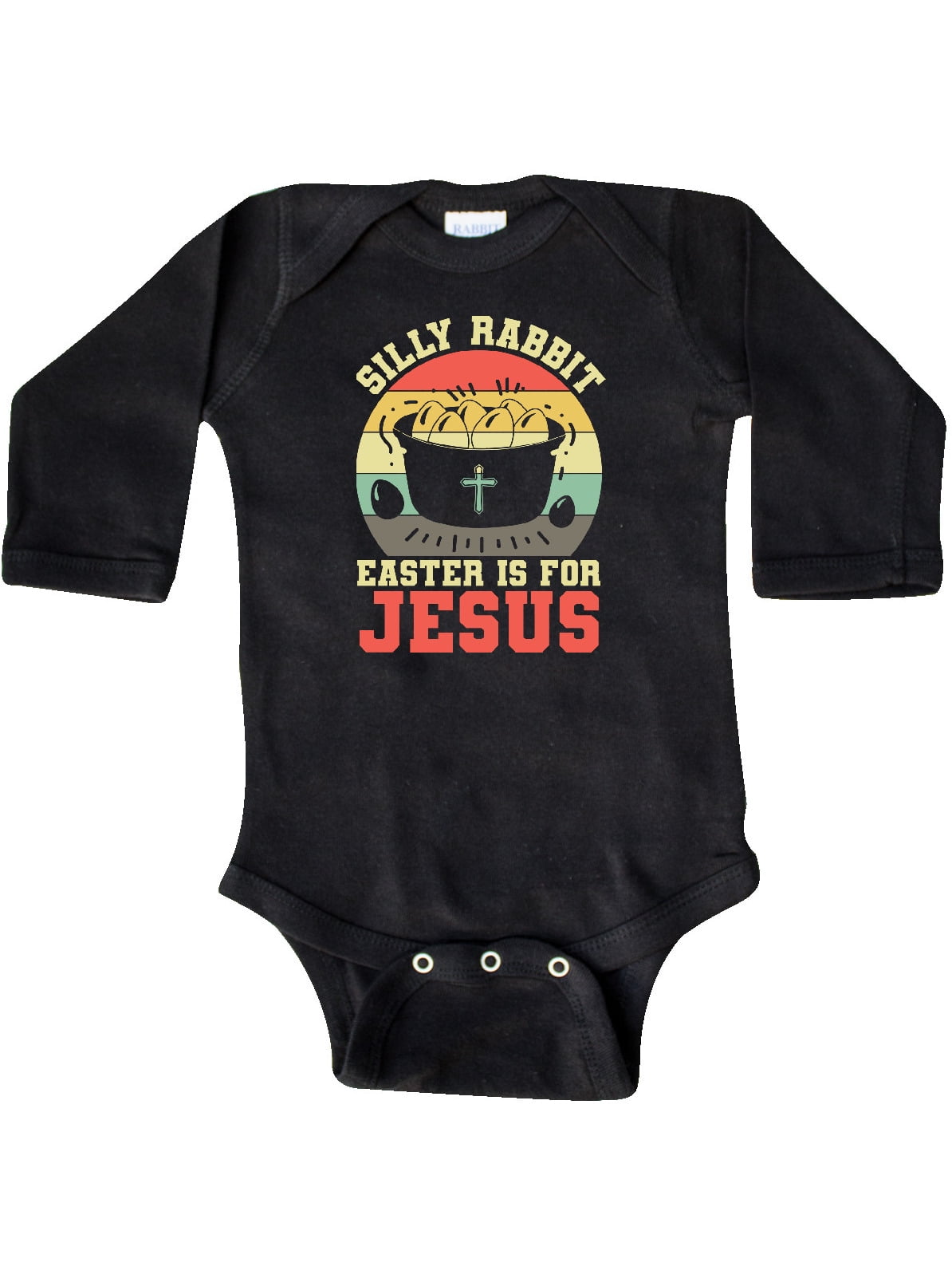 Cute Silly Rabbit Easter Is for Jesus Baby Short Sleeve Bodysuit 