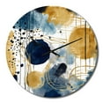 thumbnail image 2 of Designart "Abstract Pattern with Blue and Golden Textures V" Abstract Oversized Wall Clock, 2 of 5