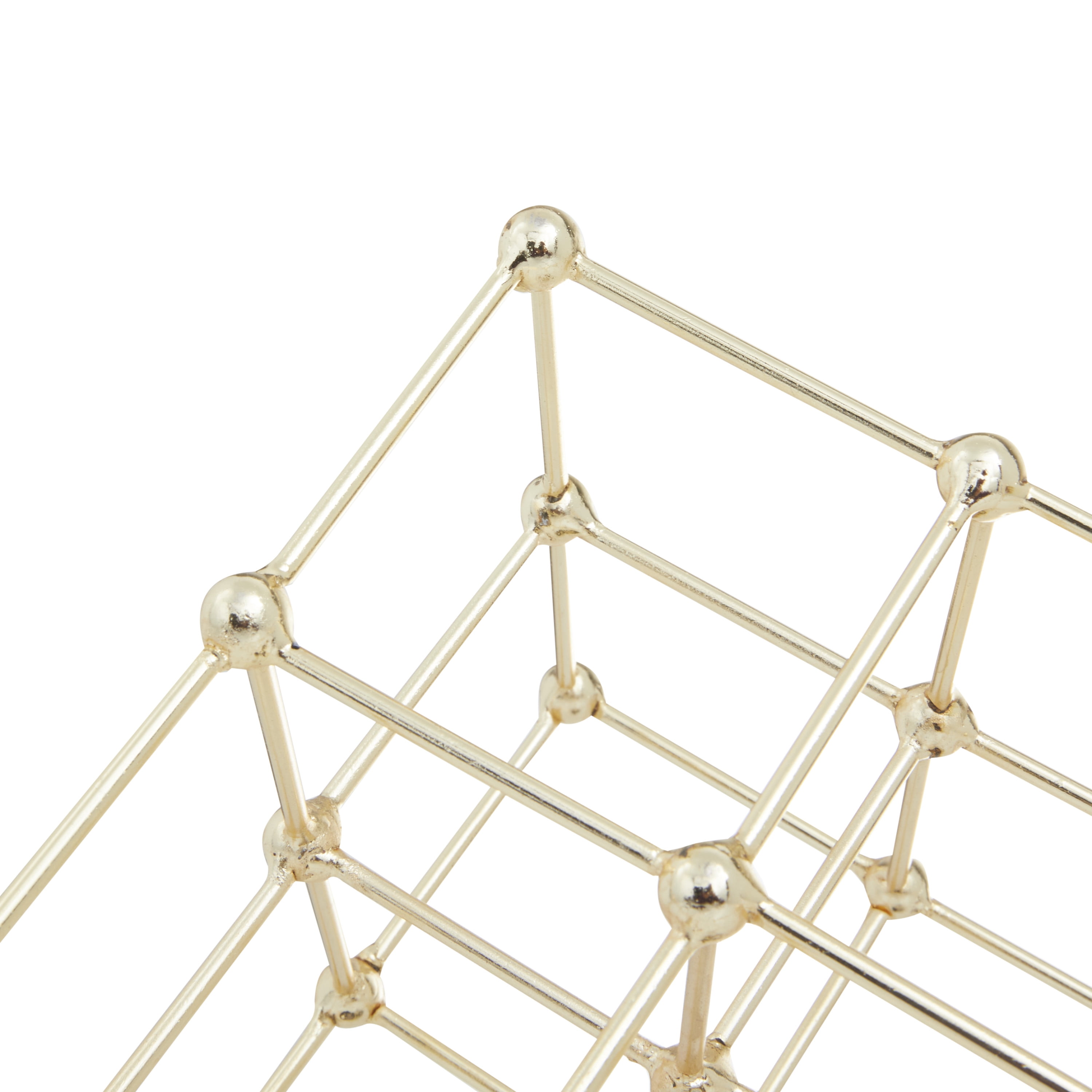 9" x 12" Gold Marble Geometric Sculpture with Black Base, by DecMode