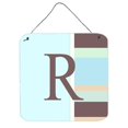 thumbnail image 1 of Carolines Treasures CJ1003-RDS66 Lettre R Initiale Monogramme - Rayures Bleues Impressions Murales Ou de Porte en Métal Aluminium, 1 of 1