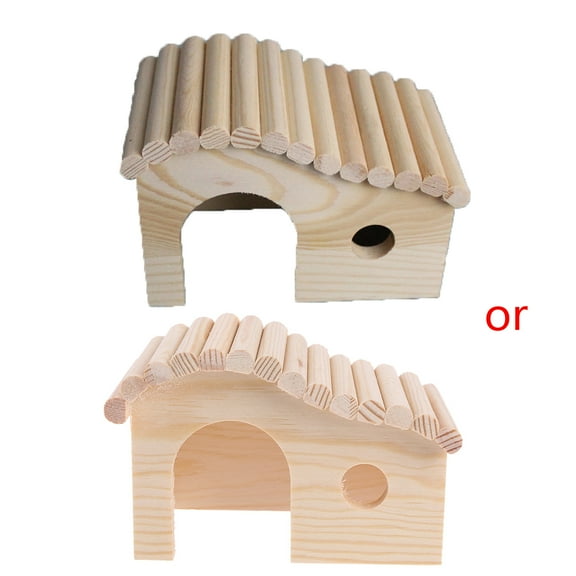 Practical Hideouts Wooden Dodging House Tunnel Exploring Toy for Small Pets Rabbits Dwarf Hamster Mice Playing Hiding