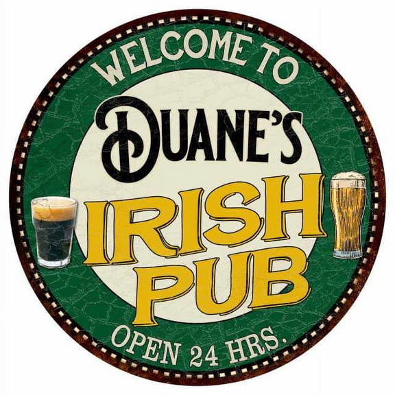 Duane's Irish Pub 14" Round Metal Sign Kitchen Bar Wall Decor 100140036156