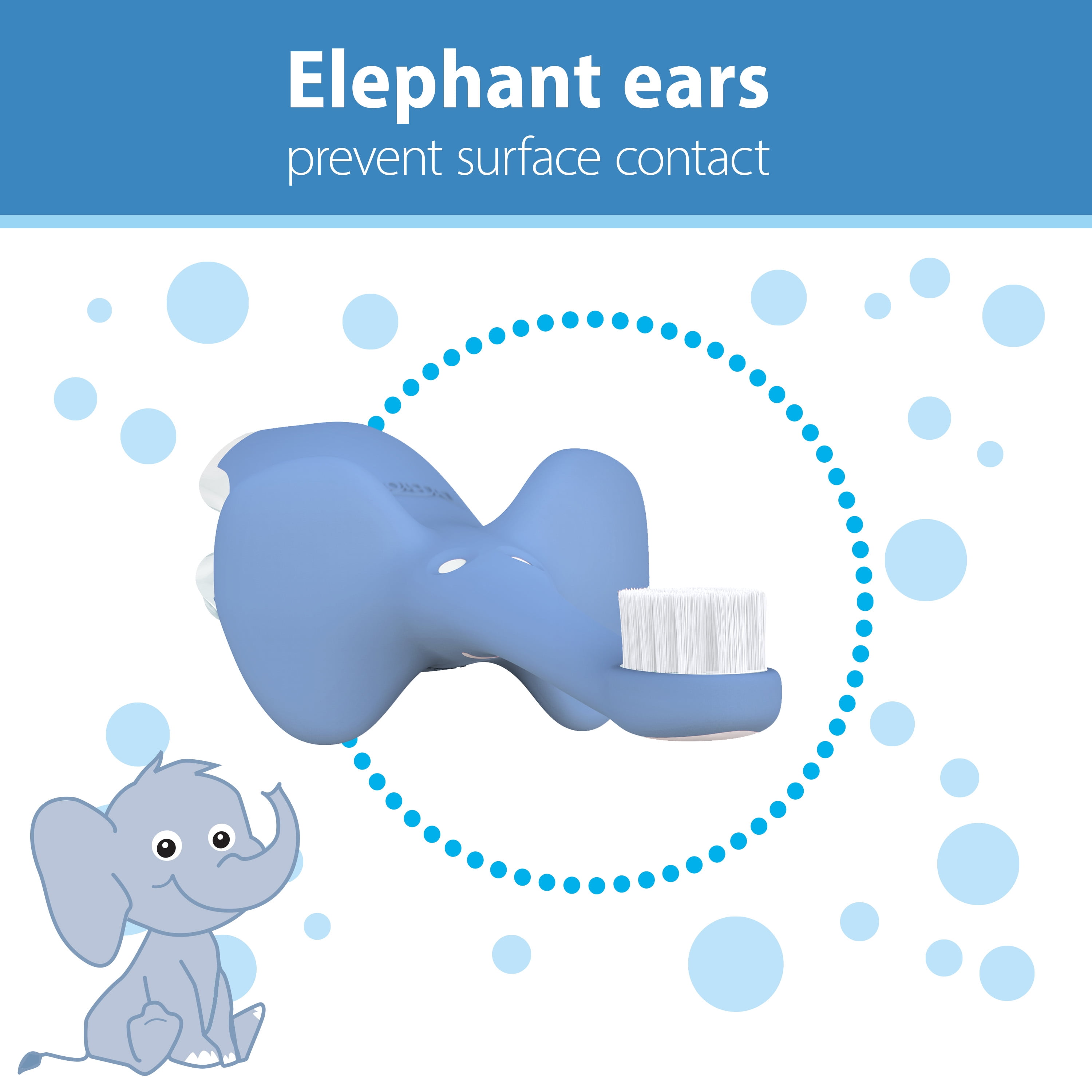 Dr. Brown's Infant-to-Toddler Training Toothbrush and Toothpaste, Blue Elephant/Apple Pear, 0-3 Years, Set
