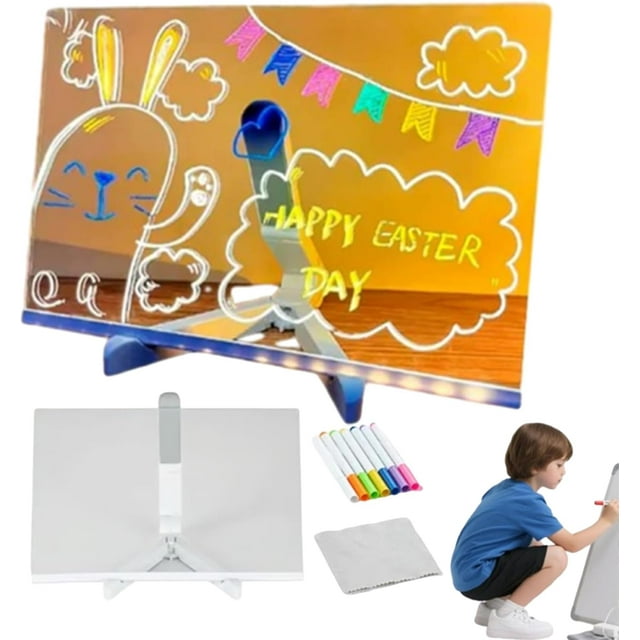 Glow and Grow Drawing Board, Montessori LED Drawing Board – Light-Up Creativity for Kids, Creative Rewritable Acrylic LED Message Board-Come with 7 Pens, LED Drawing Tablet (12 * 8in)