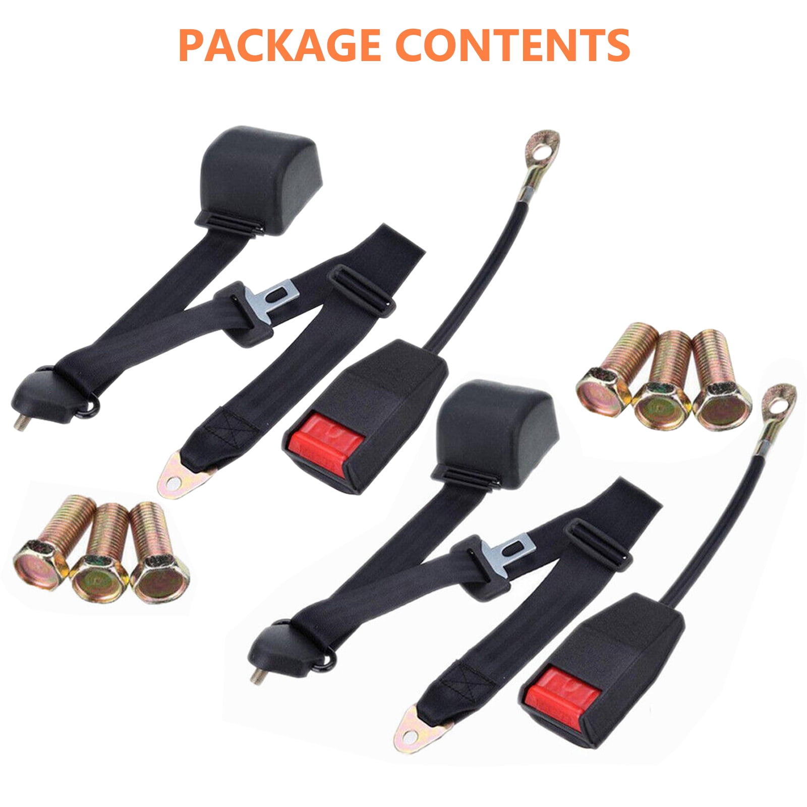 2 Set Retractable 3 Point Safety Extra Long Adjustable Straps Seat Belt
