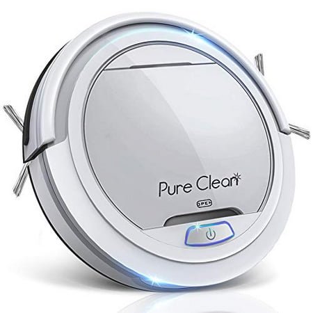 Pure Clean Automatic Robot Vacuum Cleaner - Lithium Battery 90 Min Run Time & Self Path Navigation - Bot Self Detects Stairs Pet Hair Allergies Robotic Home Cleaning for Carpet Hardwood Tile
