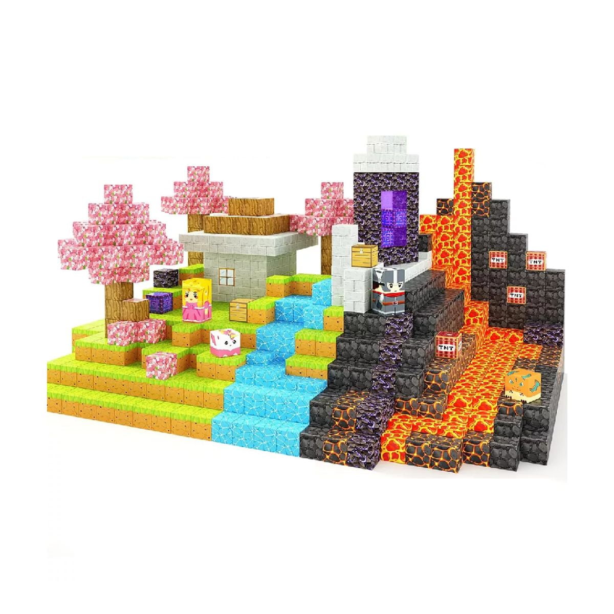 Juguetes De Construcción Bloques Magnéticos Minecraft 84 Pzs COLORES ...
