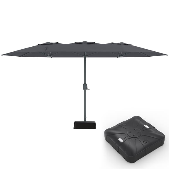 9x15 ft Large Outdoor Umbrella with Base Included, Extra Wide Patio Umbrella with UV Protection, Heavy Duty Backyard & Pool Umbrella with 12 Ribs for Garden Patio Balcony