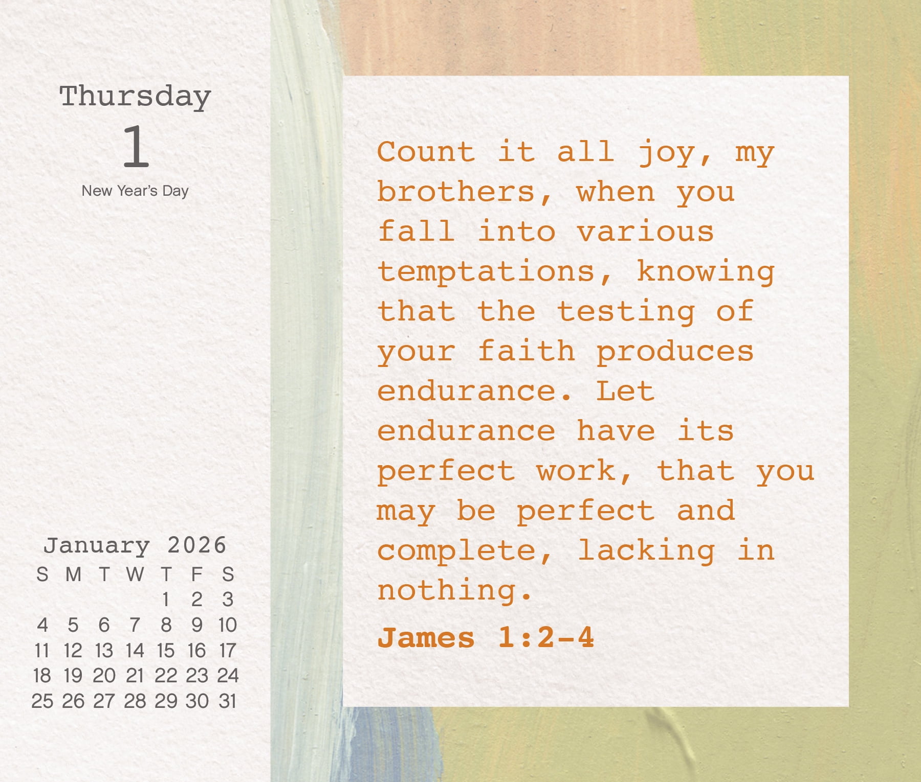 Bible Desk Calendar, 12 Months, by Treads International