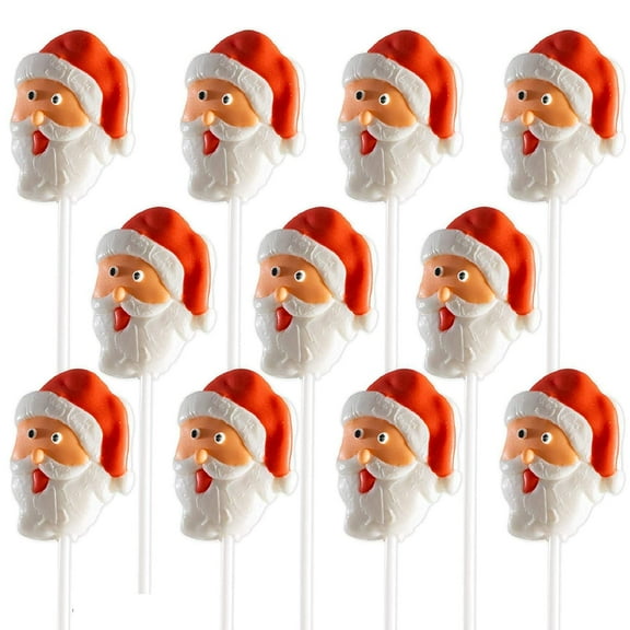 Christmas Santa Lollipops Individually Wrapped - 12 Santa Candy Suckers for Christmas Party Favors, Christmas Stocking Stuffers - Christmas Lollipops