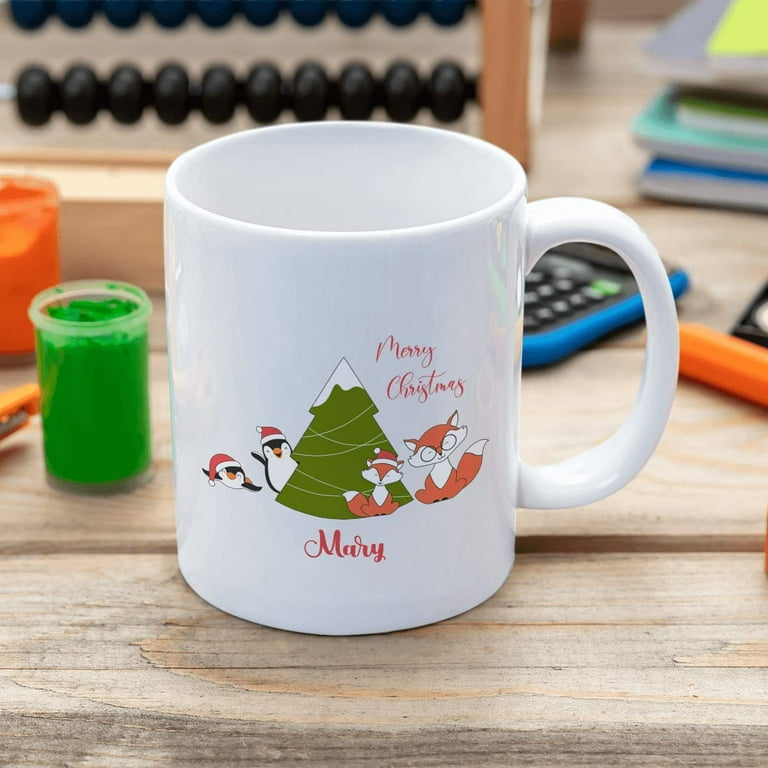 Personalized Coffee Mug Merry Christmas, Custom Name Happy Fox And Penguin  Under Christmas Tree Novelty Cup, Gift For Brother, Sister, Son, Daughter,  Children On Birthday, Christmas 