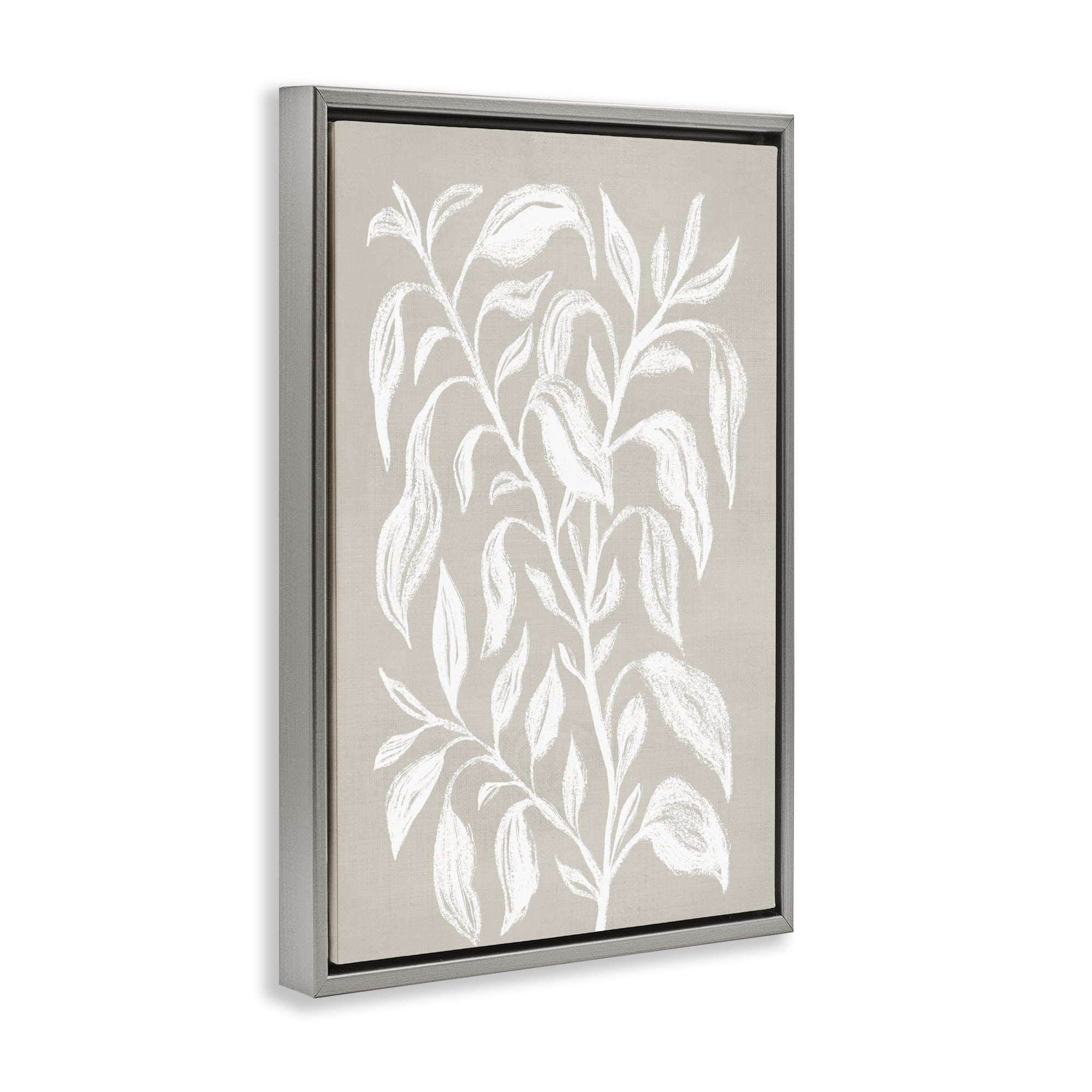 Stupell Industries Chalk Sketch Botanicals Plants & Flowers Painting Gray Floater Framed Canvas Art Print Wall Art, 21 x 31