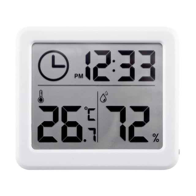 Cateissary Termómetro digital LCD Pantalla grande Reloj de decoración de automático Higrómetro de forma cuadrada de temperatura de estilo Termómetros Cateissary HA066046-00