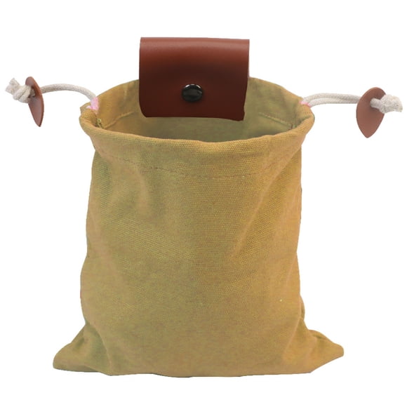 Mushroom Foraging Bag Canvas Collapsible Foraging Pouch Belt Portable Leather Bushcraft Bag with Drawstring & Buckle Multi-Purpose Collecting Bag for Camping Hiking Hunting Travel(Khaki)