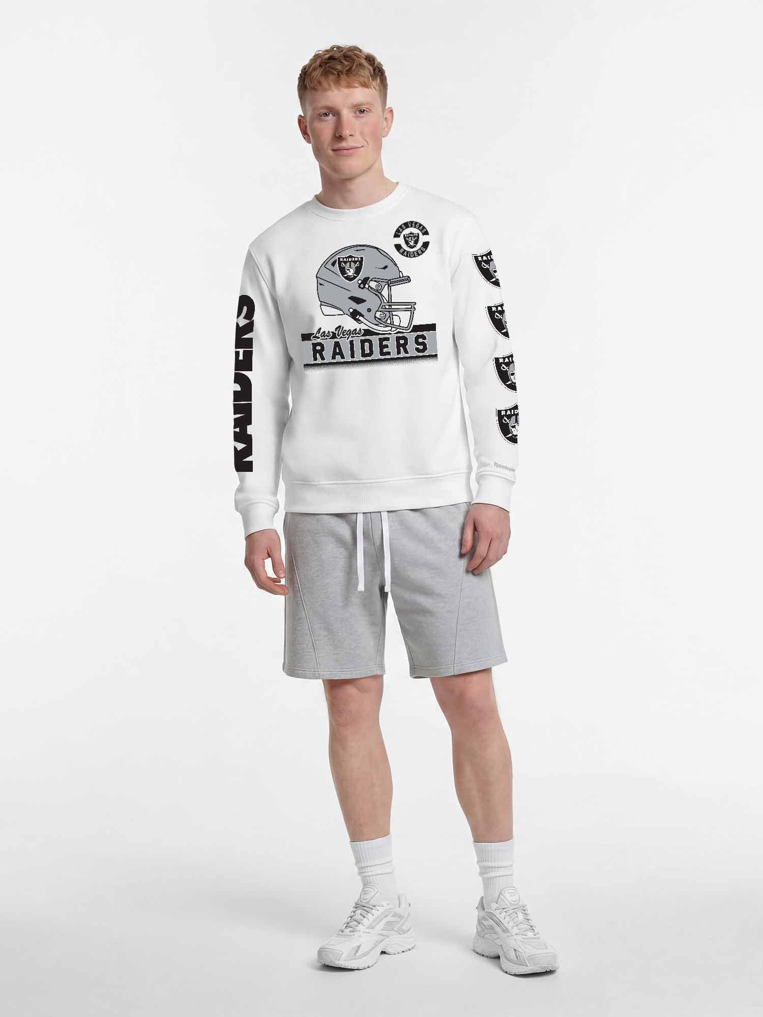 Las Vegas Raiders Reebok Mens White Crew Sweatshirt