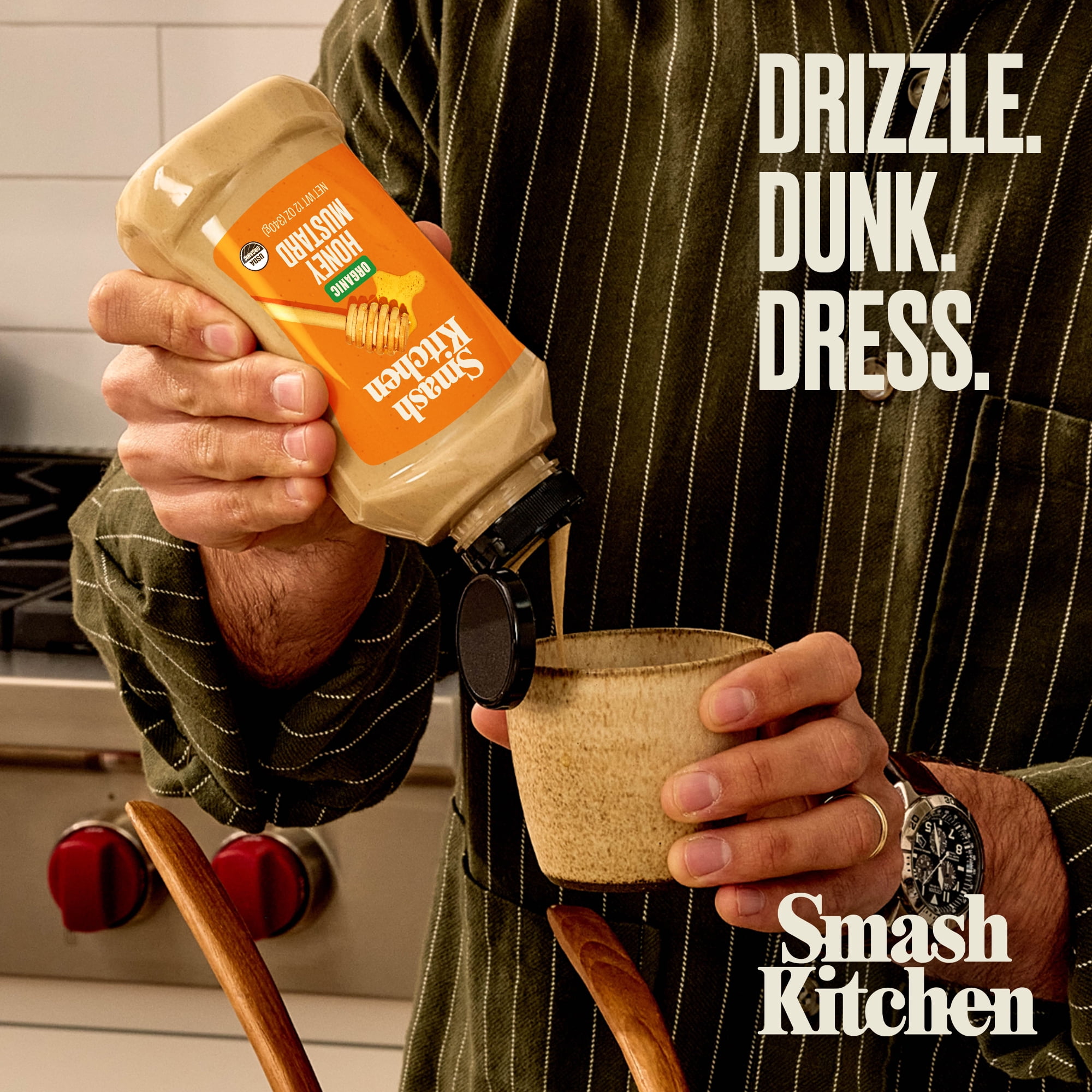 (12 pack) Smash Kitchen Organic Honey Mustard Sauce, 12 oz Bottle