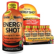 (12 Pack) Grade A Quality™ Energy Shots, Fruit Punch, Energy Lasts Up to 7  Hours, Tastes Great, Vitamins Supplements, Energy Drink, 12 Pack