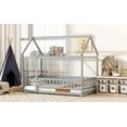 thumbnail image 4 of Twin Size House Floor Bed Frame,Wooden Montessori Floor Bed with Fence , Grey, 4 of 7