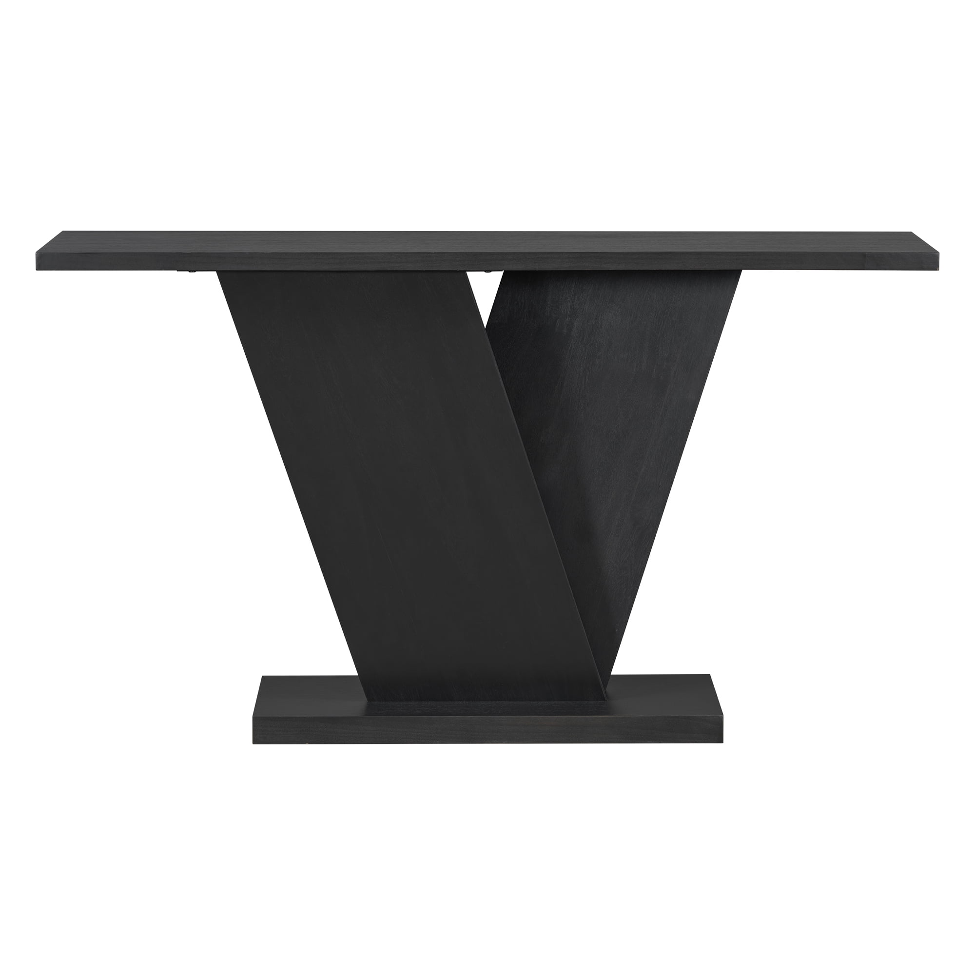 EUROCO 59.8" Console Table with V-Base Design,Wooden Entryway Sofa Table, Unique Long Accent Hallway Table for Living Room,Black