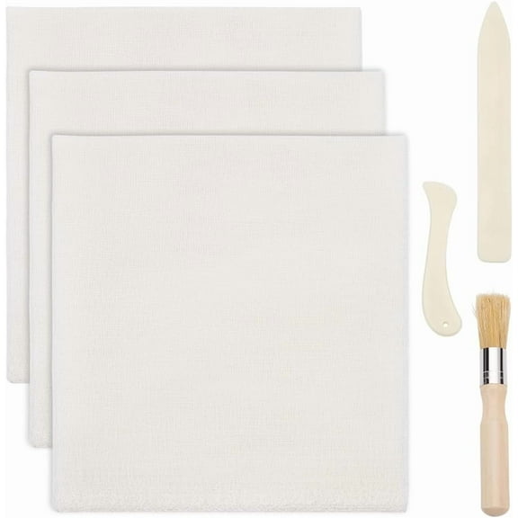 3 Sheets Book Binding Cloth 45x39" Cotton Gauze Fabric Bookbinding Supplies Book Repair Cloth with 2pcs Letter Opener Tools 1pcs Bristles for Book Arts Craft