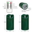 thumbnail image 7 of Flameless Candles Light, Set of 2 6"x3" Flickering Christmas Flameless Candles with Remote & Timer, Dimmable Real Wax Pillar Candles Battery Operated, Green Candles for Home Xmas Decor, 7 of 7